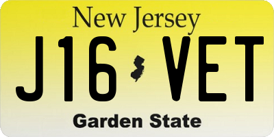 NJ license plate J16VET