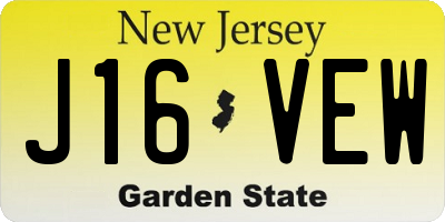 NJ license plate J16VEW