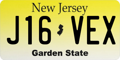 NJ license plate J16VEX