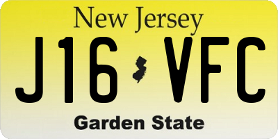 NJ license plate J16VFC