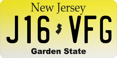 NJ license plate J16VFG