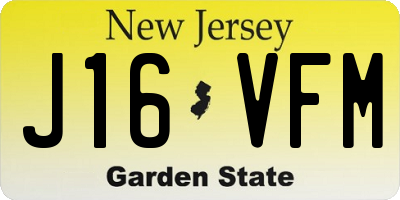 NJ license plate J16VFM