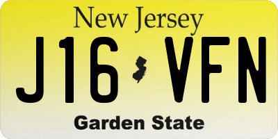 NJ license plate J16VFN