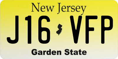 NJ license plate J16VFP
