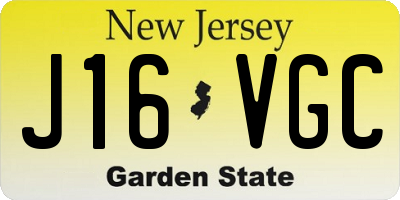 NJ license plate J16VGC