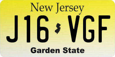 NJ license plate J16VGF