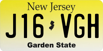 NJ license plate J16VGH