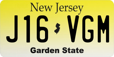 NJ license plate J16VGM