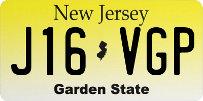 NJ license plate J16VGP