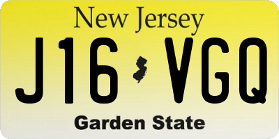 NJ license plate J16VGQ