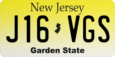 NJ license plate J16VGS