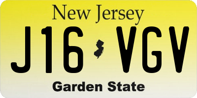 NJ license plate J16VGV