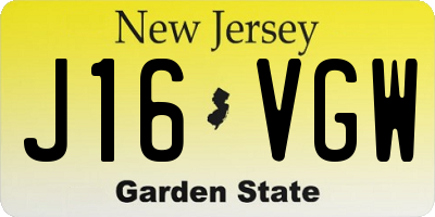 NJ license plate J16VGW
