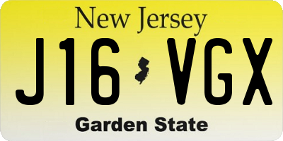 NJ license plate J16VGX