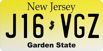 NJ license plate J16VGZ