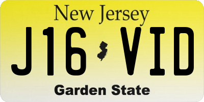 NJ license plate J16VID