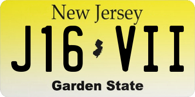 NJ license plate J16VII