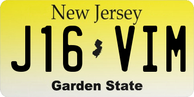 NJ license plate J16VIM