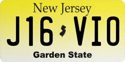 NJ license plate J16VIO
