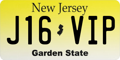 NJ license plate J16VIP