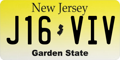 NJ license plate J16VIV