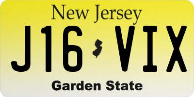 NJ license plate J16VIX