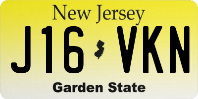 NJ license plate J16VKN