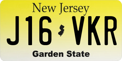 NJ license plate J16VKR