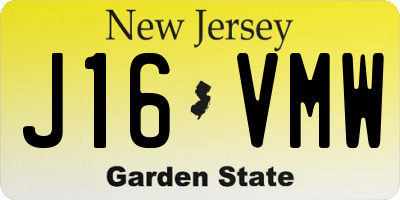 NJ license plate J16VMW