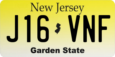 NJ license plate J16VNF