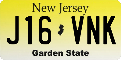 NJ license plate J16VNK