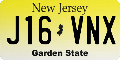 NJ license plate J16VNX