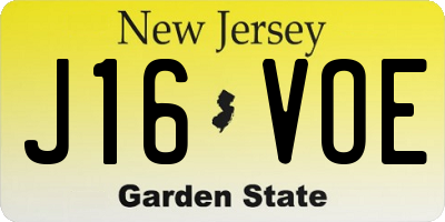 NJ license plate J16VOE