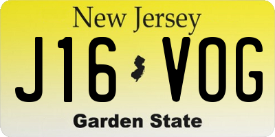 NJ license plate J16VOG