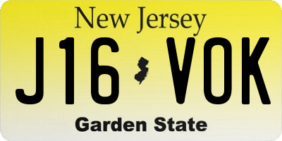 NJ license plate J16VOK