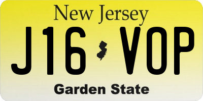 NJ license plate J16VOP