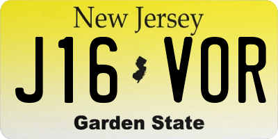 NJ license plate J16VOR