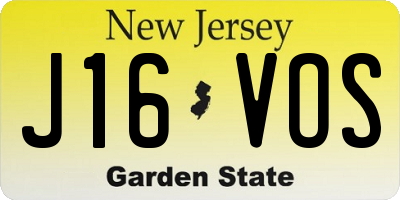 NJ license plate J16VOS