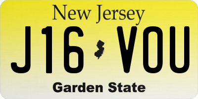 NJ license plate J16VOU