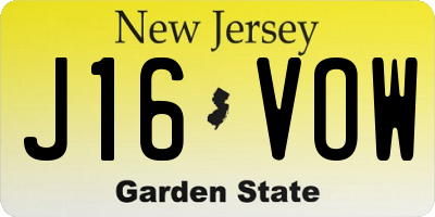 NJ license plate J16VOW
