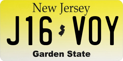 NJ license plate J16VOY
