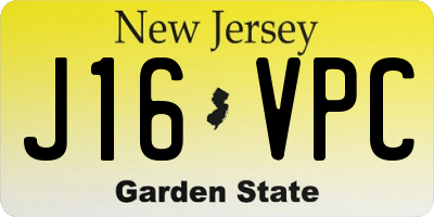 NJ license plate J16VPC