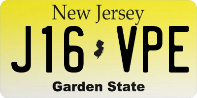 NJ license plate J16VPE