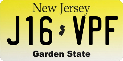 NJ license plate J16VPF
