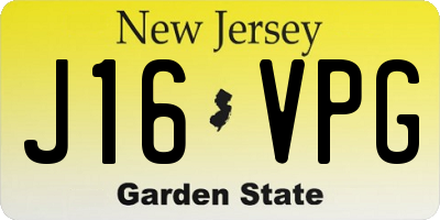 NJ license plate J16VPG