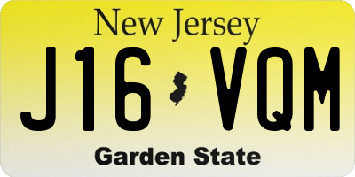 NJ license plate J16VQM