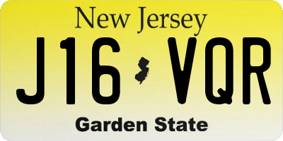 NJ license plate J16VQR