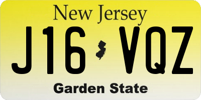 NJ license plate J16VQZ