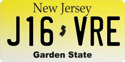 NJ license plate J16VRE