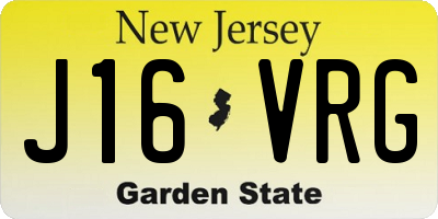 NJ license plate J16VRG